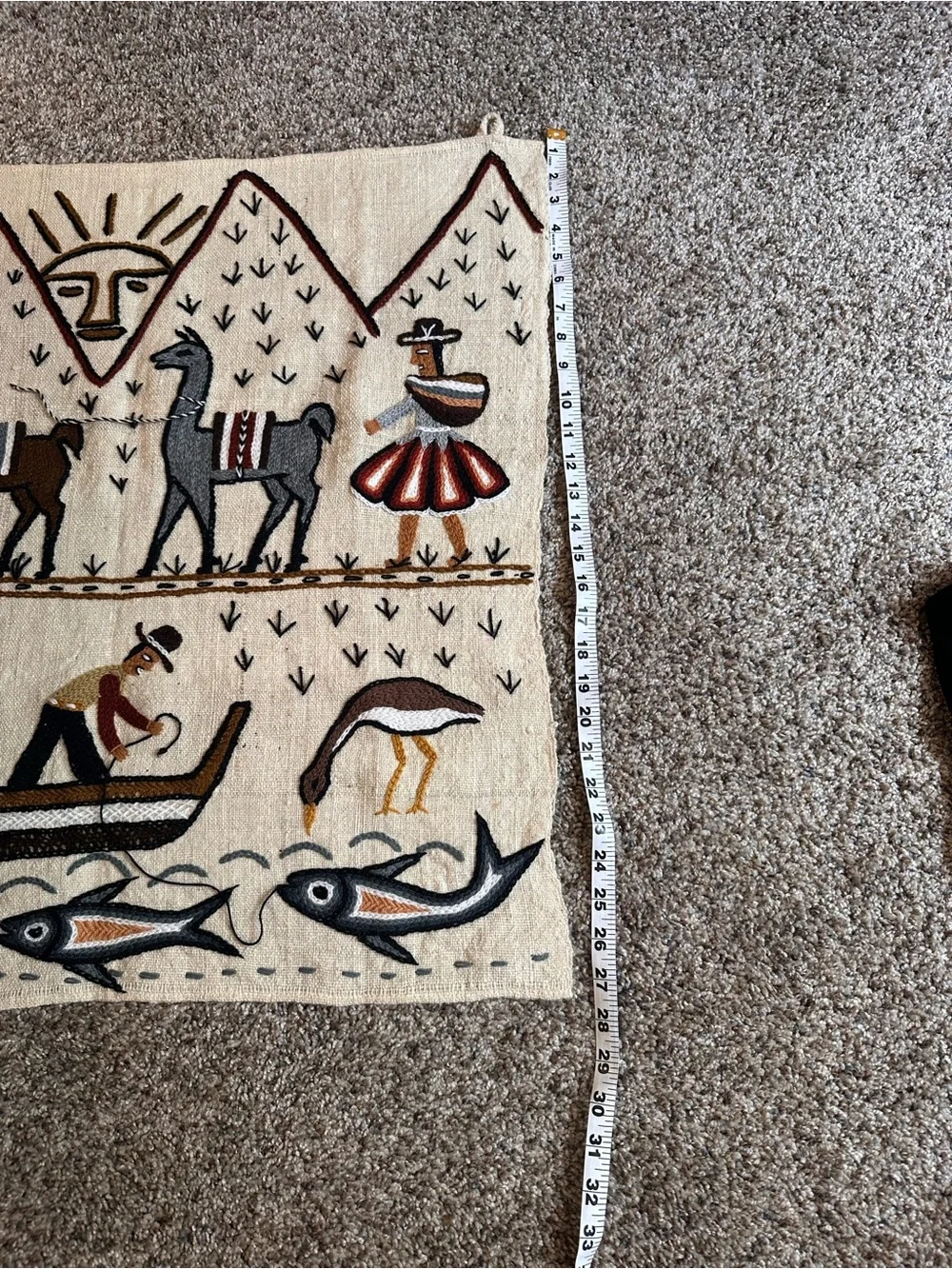 Handmade Ivory And Earth-Tone Peruvian Wall Hanging